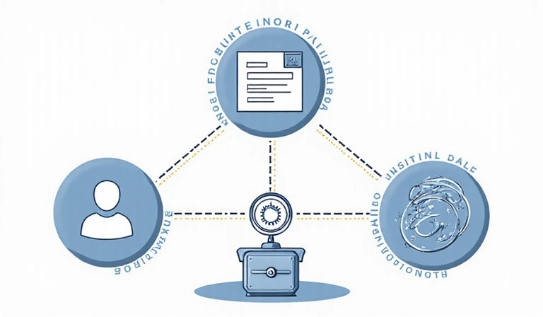 Illustration de la collecte de données, avec des icônes représentant le nom, l'email et les cookies